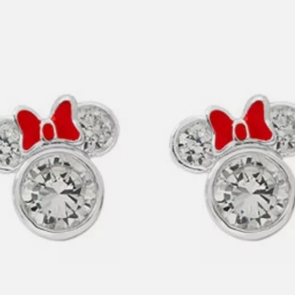 DISNEY MINNIE MOUSE BOW STUD EARRINGS CUBIC ZIRCON